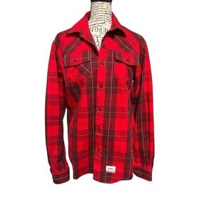 Cookies Flannel Shirt Mens Small Plaid Colorblock Button Up Shacket Winter Cozy